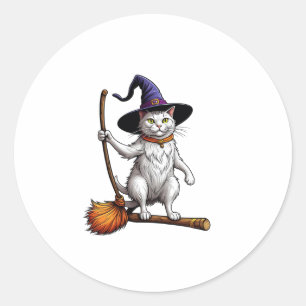 Sticker Rond Assistant Chat Sorcière Halloween Amoureux de les