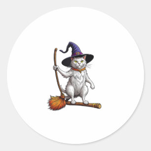 Sticker Rond Assistant Chat Sorcière Halloween Amoureux de les