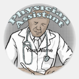 Sticker Rond Assistant de médecine masculine noire
