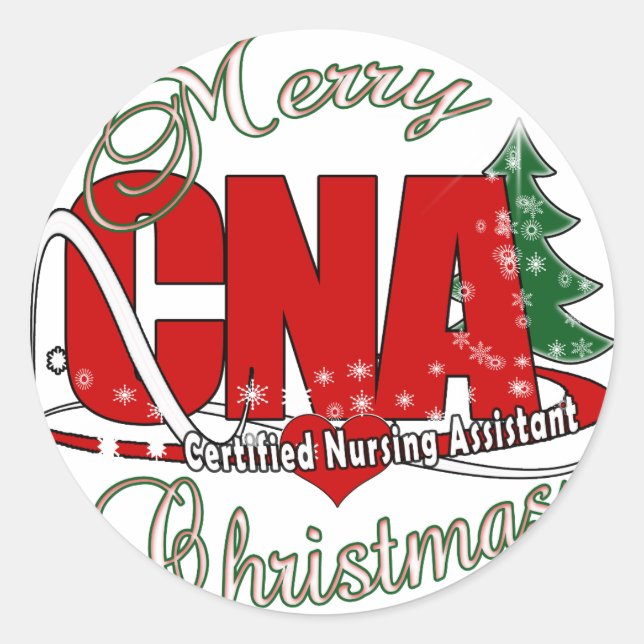 Sticker Rond Assistant en soins infirmiers certifié CNA CHRISTM (Devant)