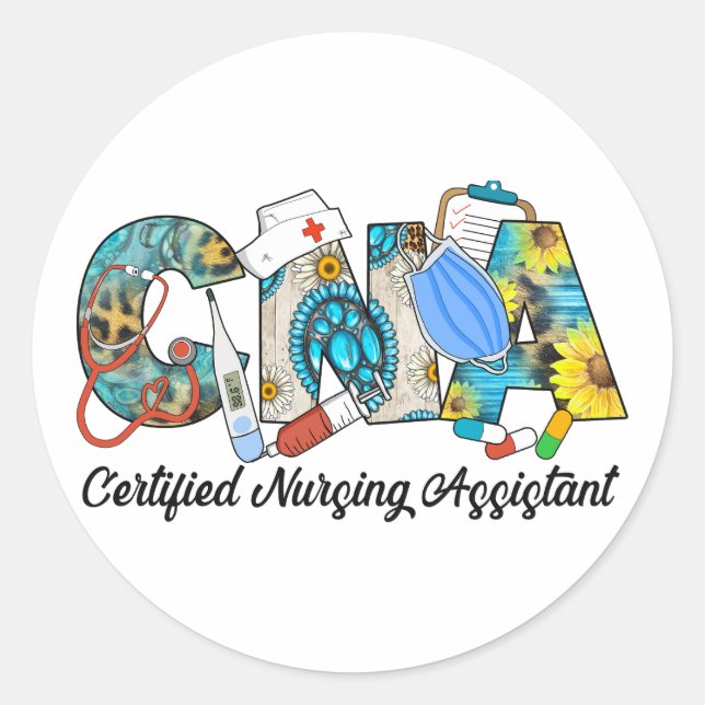 Sticker Rond Assistant en soins infirmiers certifié de l'AIIC (Devant)
