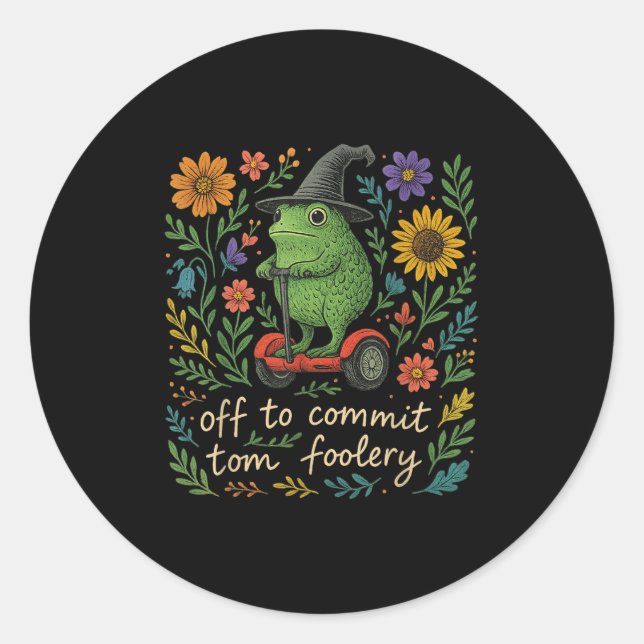 Sticker Rond Assistant Grenouille Whimsical - Désactivé Pour Co (Devant)