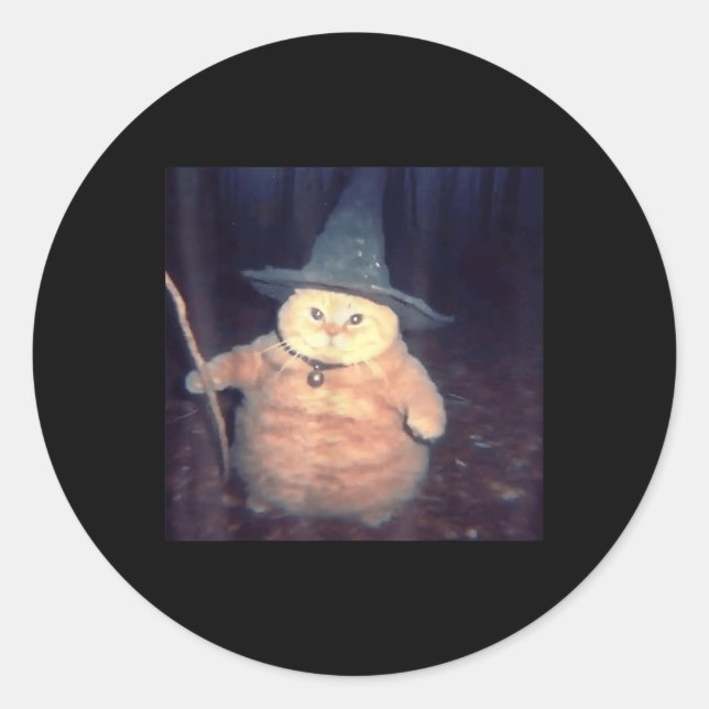 Sticker Rond Assistant Halloween Chat Mème _1 (Devant)