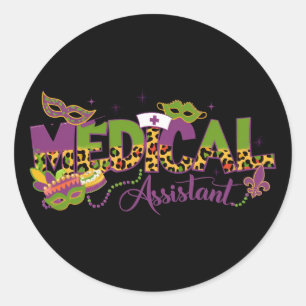 Sticker Rond Assistant Médical - Mardi Gras