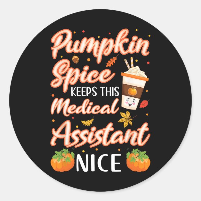 Sticker Rond Assistant Médicale Citrouille Spice Latautomne aut (Devant)