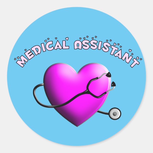 Sticker Rond Assistant Médicale PINK HEART (Devant)
