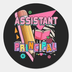 Sticker Rond Assistant Principal 90s Retro style rose Noël