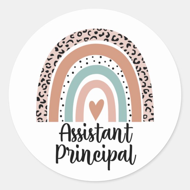Sticker Rond Assistant principal Rainbow Leopard Funny Cadeau (Devant)
