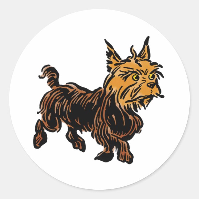 Sticker Rond Assistant vintage de Oz, Toto mignonne Chien de Ch (Devant)