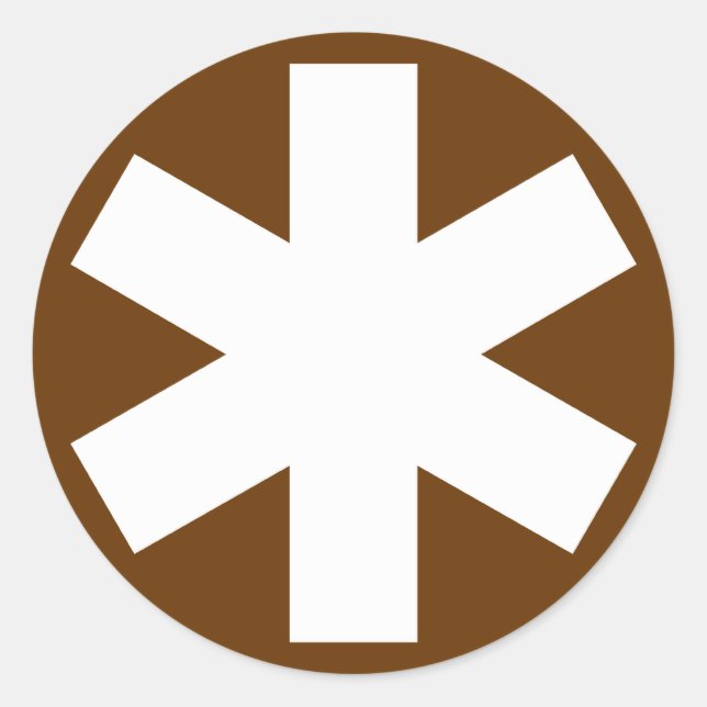 Sticker Rond Asterisk - Blanc sur Brown (Devant)