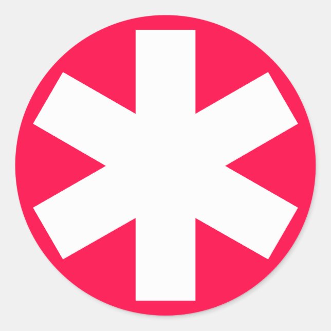 Sticker Rond Asterisk - Blanc sur Crimson rouge (Devant)