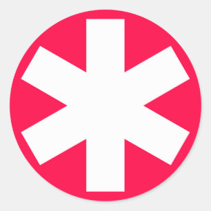 Sticker Rond Asterisk - Blanc sur Crimson rouge