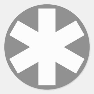 Sticker Rond Asterisk - Blanc sur gris