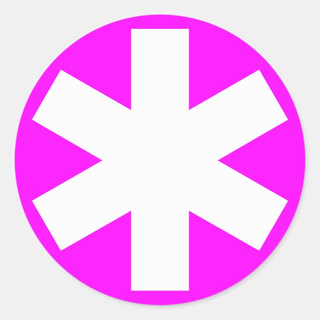 Sticker Rond Asterisk - Blanc sur Magenta (Devant)