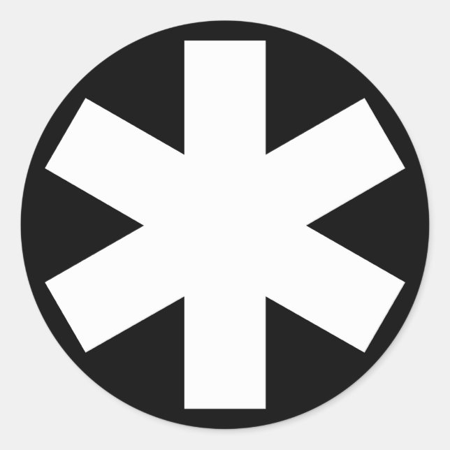 Sticker Rond Asterisk - Blanc sur Noir (Devant)