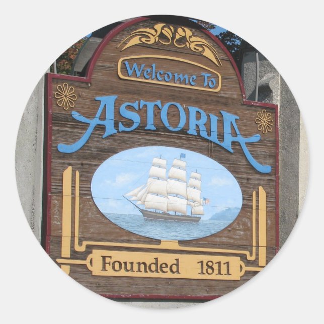 Sticker Rond Astoria, Oregon (Devant)