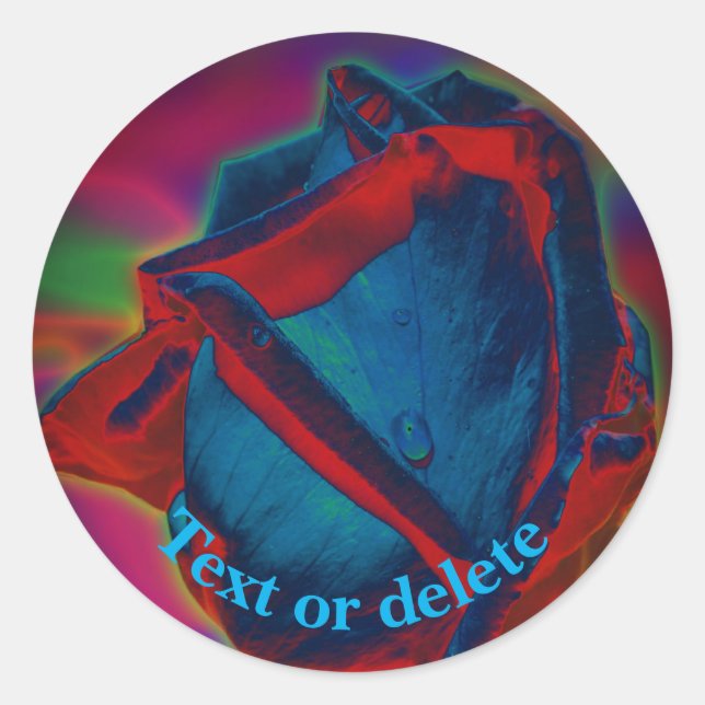 Sticker Rond Astract Blue Rosebud Personnalisé (Devant)
