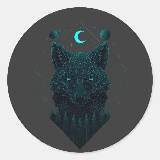 Sticker Rond Astral Fox - Cosmic Clever Spirit (Devant)