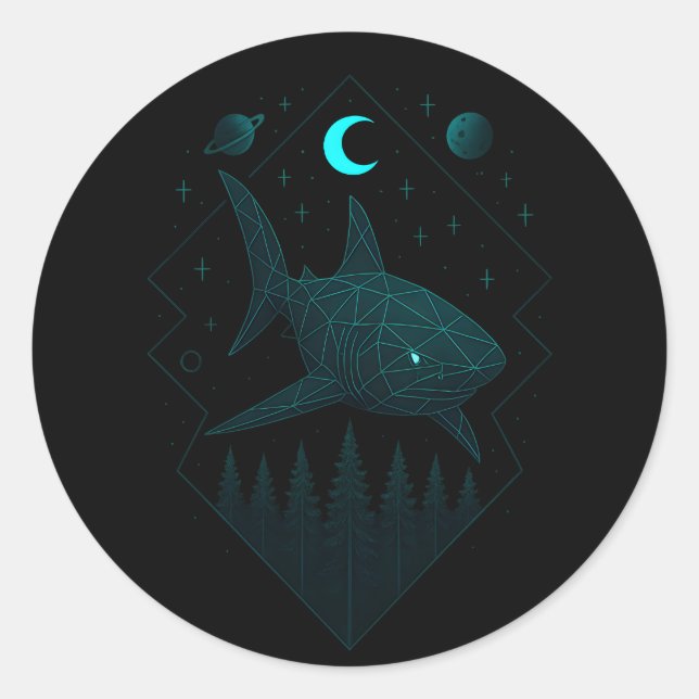 Sticker Rond Astral Shark - Cosmic Ocean Predator (Devant)