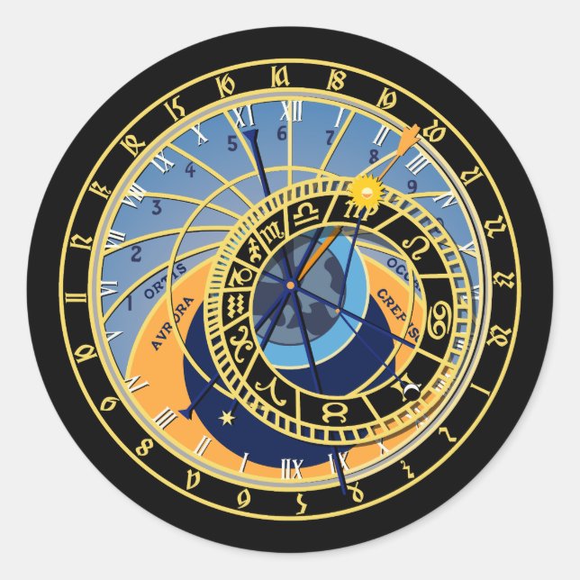Sticker Rond Astrologie de l'horloge astronomique (Devant)