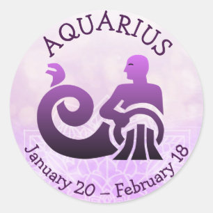 Sticker Rond Astrologie Horoscope Aquarius Symbole zodiaque