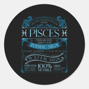 Sticker Rond Astrologie Horoscope Poissons Astronomes Zodiaques