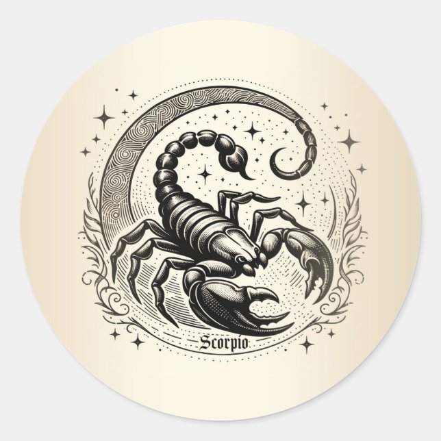 Sticker Rond Astrologie Lune Croissante Scorpion Zodiaque Scorp (Devant)