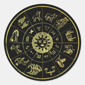 Sticker Rond Astrologie vintage Zodiac Star Signes