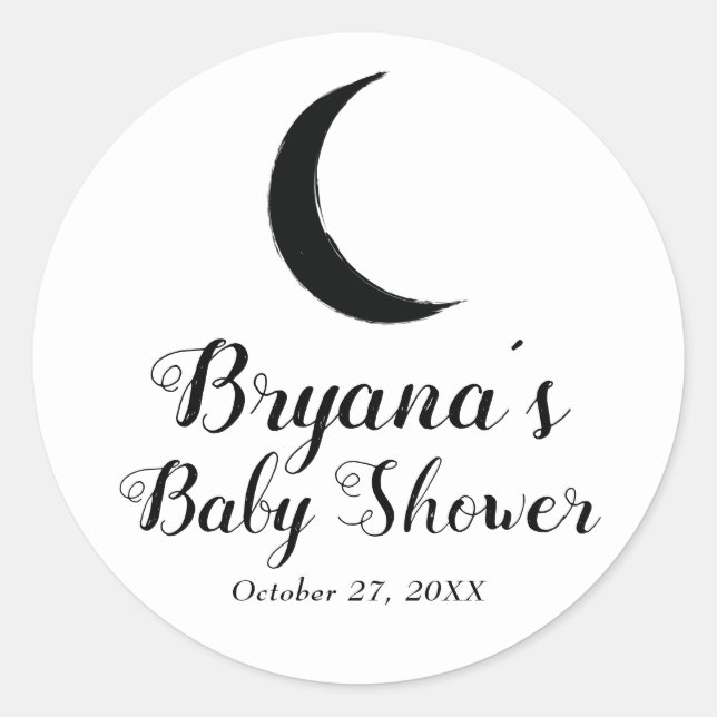 Sticker Rond Astrologie Zodiaque Croissant Noir Baby Shower   (Devant)