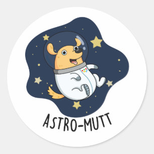 Sticker Rond Astromutt Funny Chien Astronaut Pun