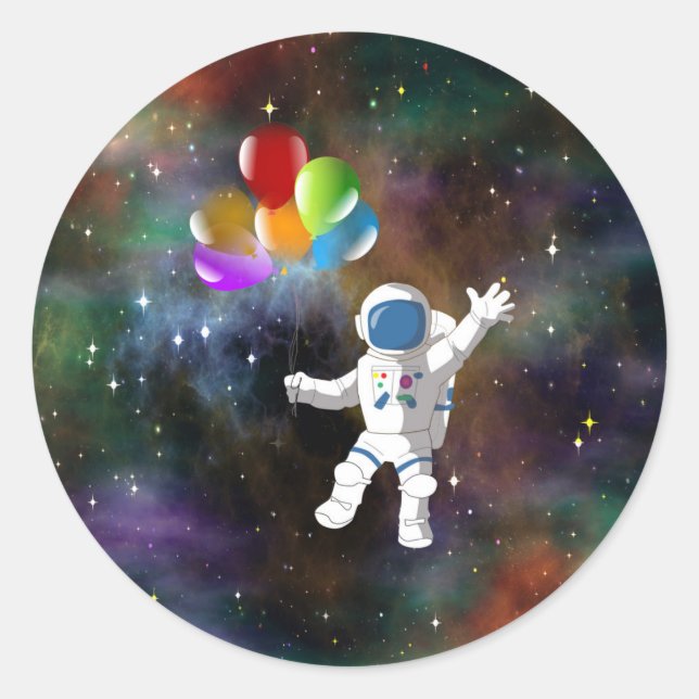 Sticker Rond Astronaut avec ballons (Devant)