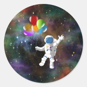 Sticker Rond Astronaut avec ballons