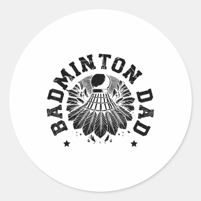 Sticker Rond Astronaut Badminton Player Shuttle  (Devant)