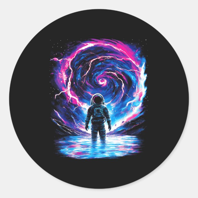 Sticker Rond Astronaut Cosmic Outer Space Galaxy Science  (Devant)