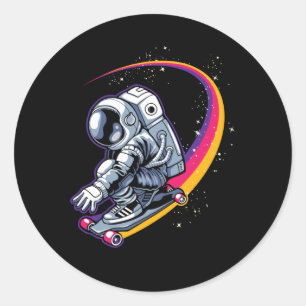 Sticker Rond Astronaut et planche à voile