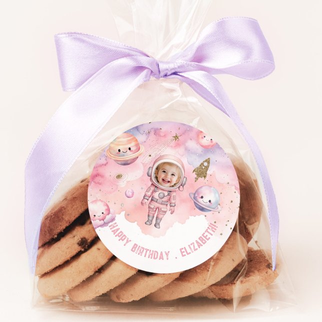 Sticker Rond Astronaut, fille spatiale (Créateur téléchargé)