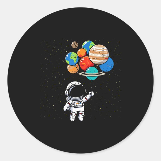 Sticker Rond Astronaut Planet Balloons Cute Space Galaxy Boys G (Devant)