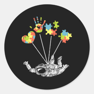 Sticker Rond Astronaut Puzzle Sensibilisations sur l'autisme Ca