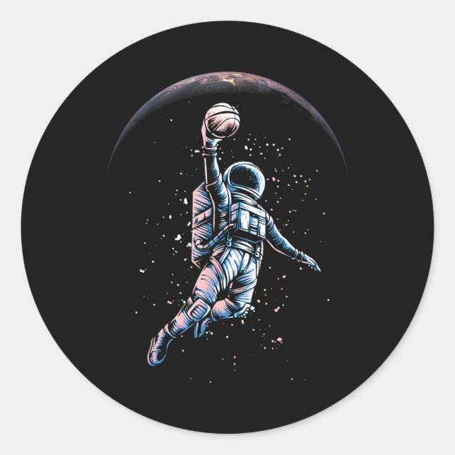 Sticker Rond Astronaut Slam Dunk Space Tee Sketll Lover Cool Un (Devant)