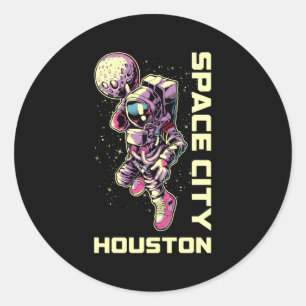 Sticker Rond Astronaut Space City Dunk Houston Texas