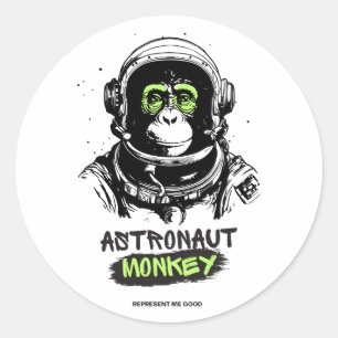 Sticker Rond Astronaut Space Monkey Authentique Haute qualité