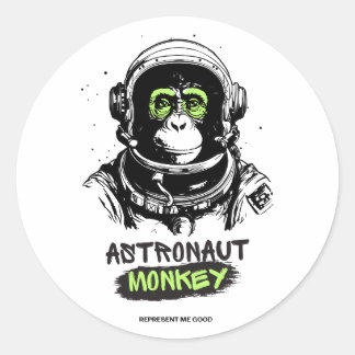Sticker Rond Astronaut Space Monkey Authentique Haute qualité