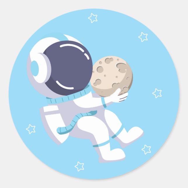 Sticker Rond Astronaute bleu clair -  (Devant)