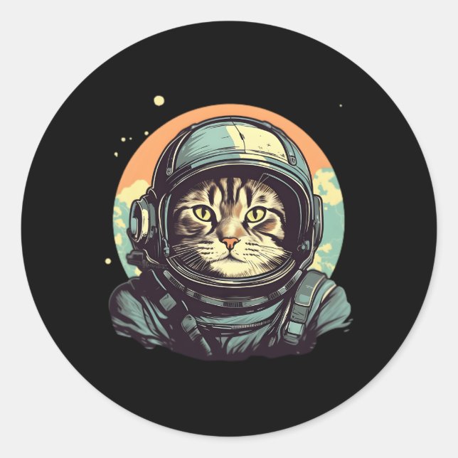 Sticker Rond Astronaute de chat de l'explorateur spatial (Devant)