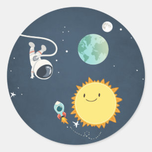 Sticker Rond Astronaute de fusée de l'enveloppe spatiale