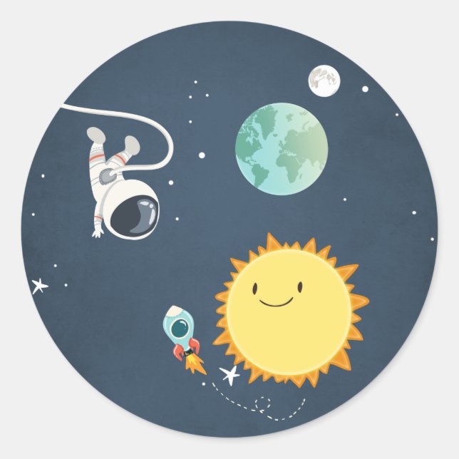 Sticker Rond Astronaute de fusée de l'enveloppe spatiale (Devant)