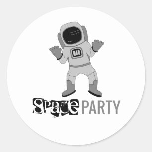 Sticker Rond Astronaute de la Space Party, Anniversaire