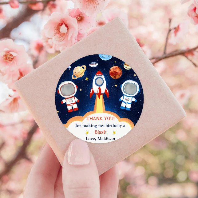 Sticker Rond Astronaute Espace extra-atmosphérique Merci d'anni (Créateur téléchargé)