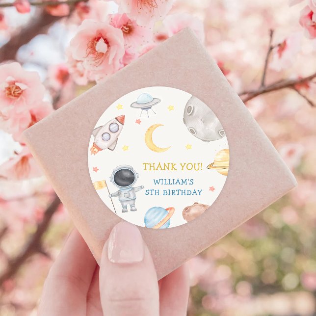 Sticker Rond Astronaute Espace extra-atmosphérique Merci d'anni (Créateur téléchargé)