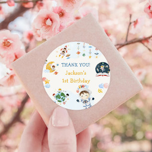 Sticker Rond Astronaute Espace extra-atmosphérique Merci d'anni